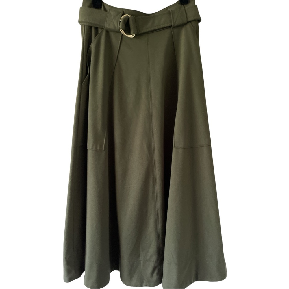 Banana Republic Olive Green Midi Circle Skirt with Belt size 0